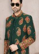 Jacket Style Indowestern In Green Color